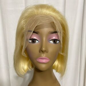 13x4 HD Lace Front Wig 10” 613 Blonde Human Hair 180% Density Glueless Adj Band